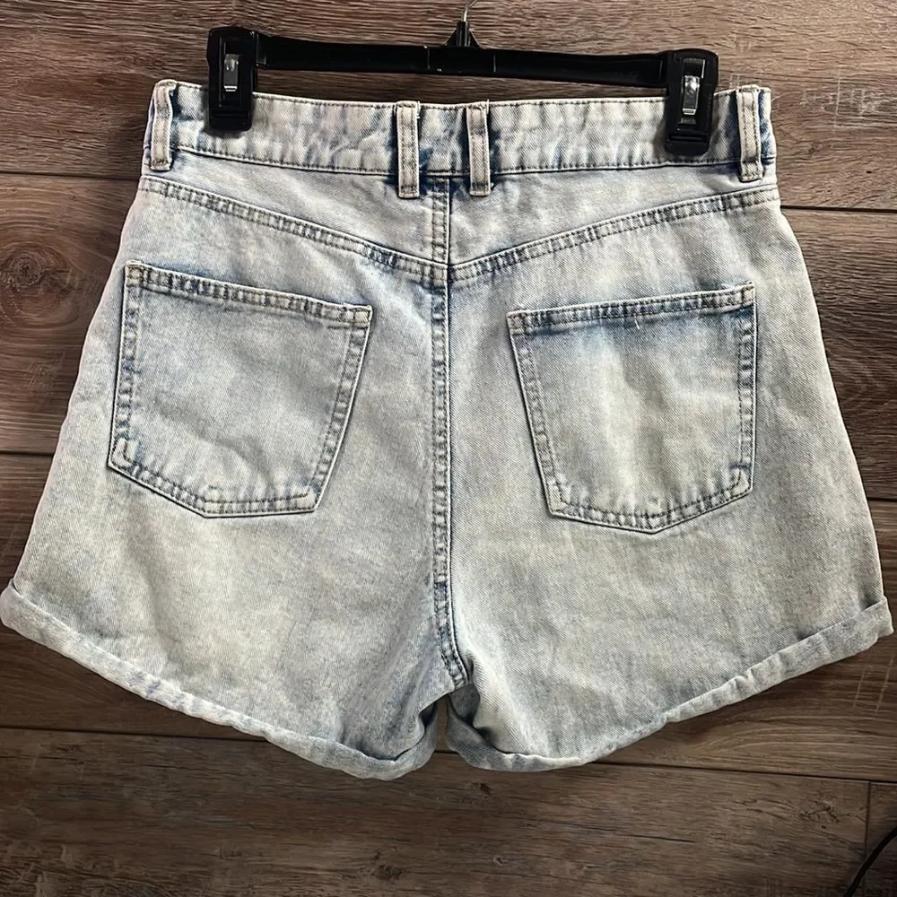 Refuge Y2K Cuffed Denim Shorts Size 7 Vintage Wash Retro Summer Aesthetic Pop